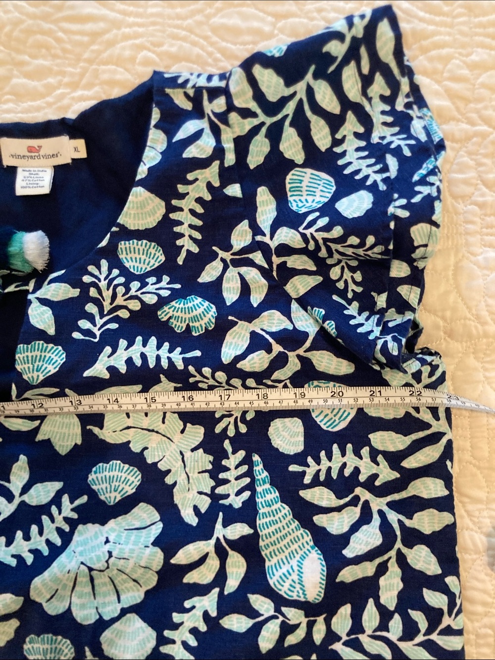 Vineyard Vines Navy Dress with Aqua Floral Print - Picture 5 of 7